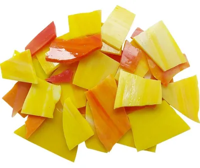 Produktbild von Buntglas Mosaikfliesen 200g, Orange Gelb, Unregelmäßige Formen, DIY Bastelset