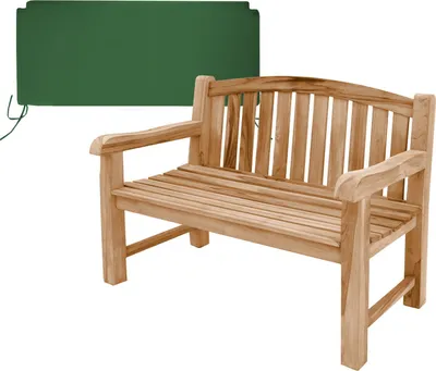 Produktbild von Gartenbank Bari Teak Massivholz XXL extra stark 120 cm Grün