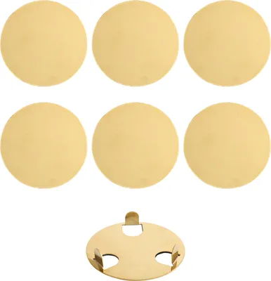 Produktbild von 6-teiliges goldfarbenes Untersetzer-Set aus Edelstahl mit Halter, moderner Spiegel-Getränkeuntersetzer, runde Tassenmatten für Kaffeebar und Esstisch