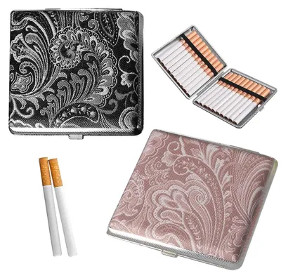 Imagen del producto de Estuche para cigarrillos de aluminio, juego de 2 unidades, con capacidad para 20 cigarrillos, para protegerlos