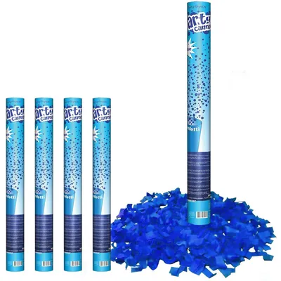 4 Confetti Shooter Blau Konfetti Kanone 60 cm lang Party Popper Geburtstag Hochzeit Deko