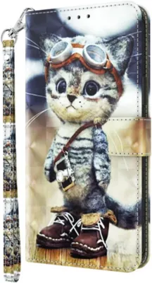 Produktbild von CLM-Tech Handyhülle kompatibel mit Xiaomi Redmi Note 15 5G Hülle - Tasche aus Kunstleder - Klapphülle mit Ständer und Kartenfächern - Schutzhülle Wallet Case Cover coole Katze