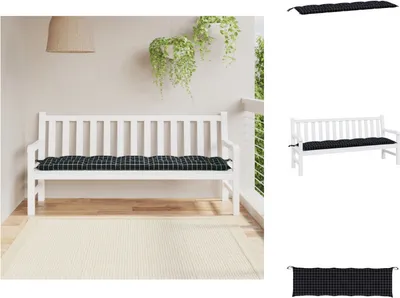 Produktbild von vidaXL Gartenbank-Auflage Schwarz Karomuster 180x50x7 cm Oxford-Gewebe - Sitzpolster