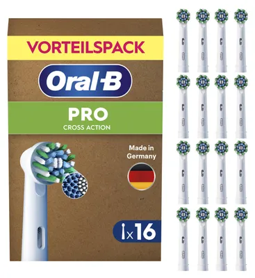 Produktbild von Oral-B Aufsteckbürsten PRO CrossAction, Weiß, 16 Stück