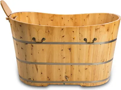 Immagine prodotto di PureHaven vasca autoportante in legno 120x62cm in legno di cedro 120 L design ergonomico superficie di facile manutenzione telaio rinforzato incl. scarico