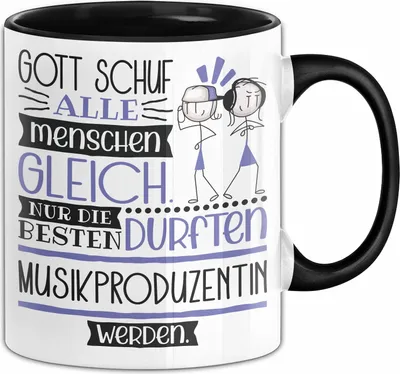 Produktbild von Musikproduzentin Geschenk Becher Tasse Gott Schuf Alle Menschen Gleich Nur Die Besten Durfeten Musikproduzentin Werden Geschenkidee Lustig (Schwarz)