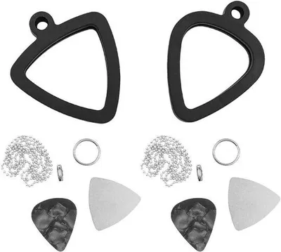 Produktbild von Plectrumset mit Plectrumkette und Halterung für E-Gitarren, Bässe und Ukulelen