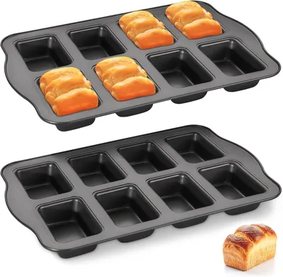 Produktbild von 2er Mini Kastenform 8-fach Antihaft Kohlenstoffstahl 36x24cm.