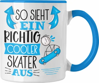 Produktbild von Trendation - Skater Tasse Geschenk So Sieht Ein Richtig Cooler Skater Aus Geschenkidee Spruch Lustig Becher (Blau)