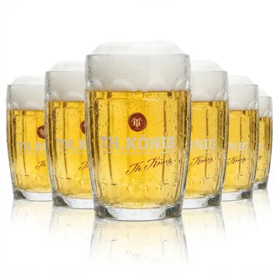 Produktbild von 6x Theodor König Bier Glas 0,3l Krug Humpen Seidel Kontur Relief Gläser Zwickl