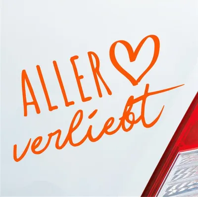 Produktbild von Auto Aufkleber Aller verliebt Herz Fluss Wasser Water Liebe Car 19x10 cm Orange Sticker Heckscheibenaufkleber
