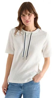 Produktbild von Cecil T-Shirt mit Rundhals mit Tunnelzug Vanilla White S