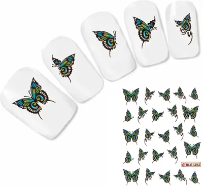 Produktbild von Nagel Sticker Nail Art Tattoo Bunter Schmetterling Aufkleber Neu!