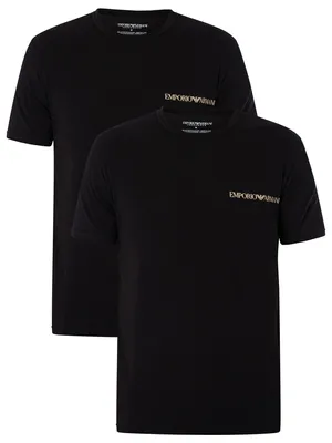 Produktbild von Emporio Armani Herren 2er-Pack Lounge-T-Shirts mit Rundhalsausschnitt, Schwarz