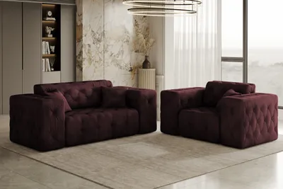 Produktbild von Kaiser Möbel Lux 2+1 Sofagarnitur, elegant, klassisch, schick ,Whisper Stoff Rotwein