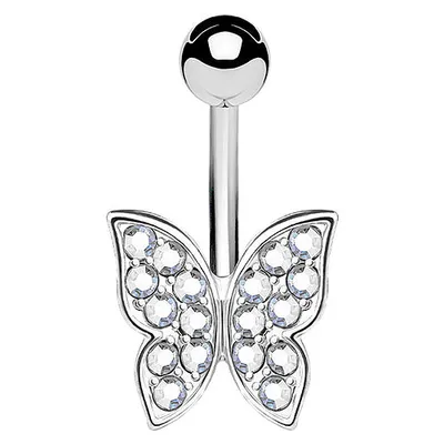 Produktbild von Taffstyle Bauchnabelpiercing Bauchnabelpiercing Banane Stecker Kristall Schmetterling, Clear