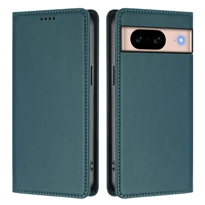 Image de Étui en cuir pour Google Pixel 8A, étui à rabat magnétique en cuirPolyuréthaneavec support, vert