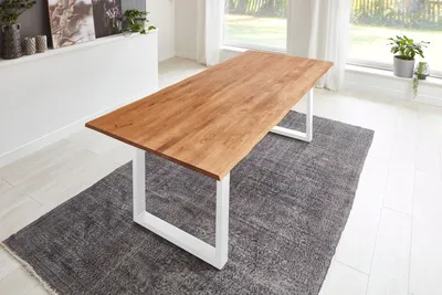 Produktbild von Esstisch Baumkante Massiv Wildeiche 200 x 100 weiß SESSA