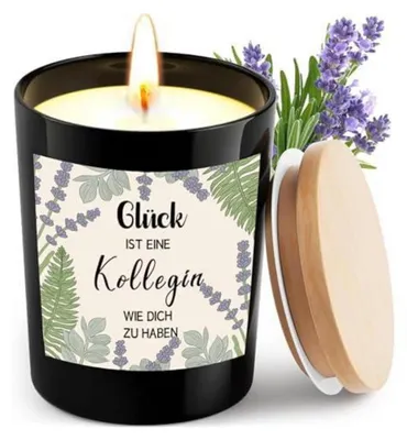 Image de Bougie parfumée à la lavande, 200g, avec message pour collègues, cadeau de départ, remerciement, anniversaire, Noël, retraite