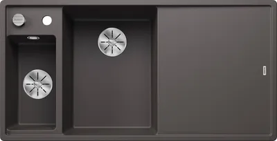 Produktbild von BLANCO AXIA III 6 S, SILGRANIT® PuraDur®, felsgrau, Becken links, mit Holzschneidbrett
