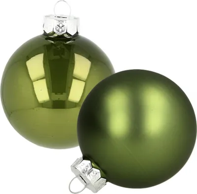 Produktbild von Weihnachtskugeln 24er Set Glas Ø6cm in Grün, Christbaumschmuck, Glänzend & Matt, 24 Stück