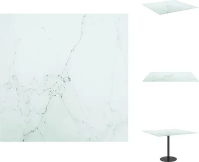 Immagine prodotto di vidaXL Piano da tavolo bianco 60x60 cm in vetro temperato 6 mm effetto marmo - Piani da tavolo