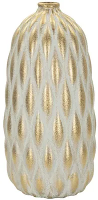 Produktbild von Mauro Ferretti Keramikvase Pepitas Grau-Gold 18.5x37.5 cm