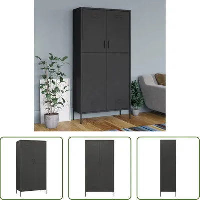 Produktbild von The Living Store Kleiderschrank Anthrazit 90x50x180 cm Stahl