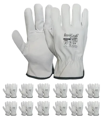 Image de Gants de travail, lot de 12, gants de jardin, en cuir, pour le jardin