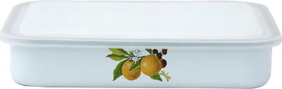 Produktbild von Behälter für Essen emaillierter Stahl mit Plastikdeckel 1,5L Vorratsbehälter