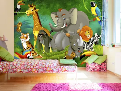 Produktbild von Vlies Fototapete Kinderzimmer 400x280 cm Tapeten Wandtapete XXL Jungelbuch Tiere e-B-0007-a-a