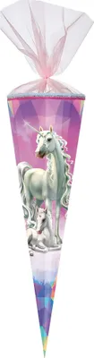Produktbild von Nestler Schultüte Organza 85 cm 12-eck Strass EinhornMärWald