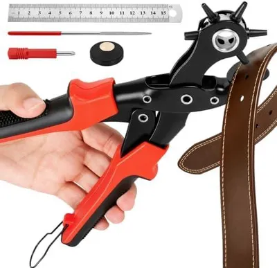 Produktbild von Lochzange für Leder mit 6 Lochgrößen von 2 bis 4,5 mm und Zubehör