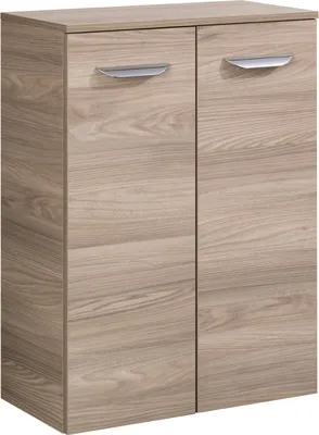 Produktbild von FACKELMANN Doppel-Midischrank LUXOR / Badschrank mit Soft-Close-System / Maße (B x H x T): ca. 60,5 x 82,5 x 32 cm / hochwertiger Schrank fürs Bad mit 2 Türen / Korpus: Braun hell / Front: Braun hell