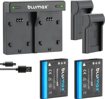 Produktbild von 2x Akku + Lader für Olympus Li-90B  Li92b  TG-3, TG-4, TG-5, TG-6  940 mAh