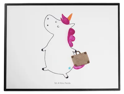 Produktbild von Mr. & Mrs. Panda schreibtischunterlage Einhorn Koffer - Weiß - Geschenk, tischschutzmatte, schreibtischunterlagen, malunterlagen, Unicorn, büro, Schreibunterlage