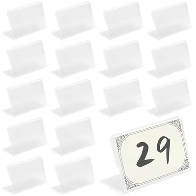 Imagen del producto de Soporte para bordados, 90 unidades - Mini, de acrílico - Forma en L - Portaetiquetas - Portaetiquetas - Duradero e irrompible