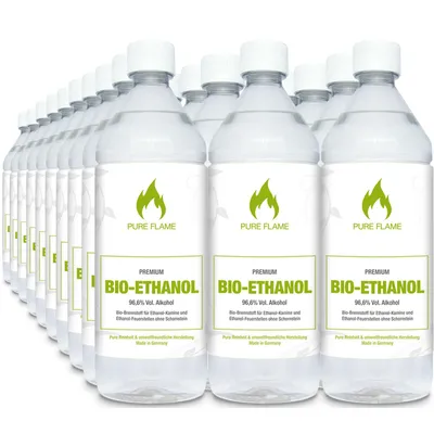 Bioéthanol Pur 96,6% - 20 Litres (4 X 5L) - Pour Cheminée éthanol, Combustion Propre Sans Odeur