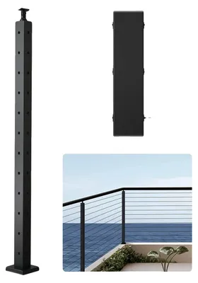 Zdjęcie produktu dla Słupek Balustrady Kablowej Vevor Narożny Stal Nierdzewna Sus304 Czarny