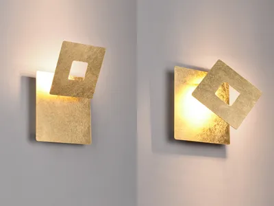 Produktbild von 2er SET LED Wohnzimmer Wandleuchten innen mit indirekter Beleuchtung Gold, 18cm