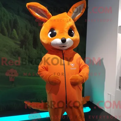 Produktbild von Orangefarbenes REDBROKOLY Reh-Maskottchenkostüm mit Kapuzenpullover und Haarspangen