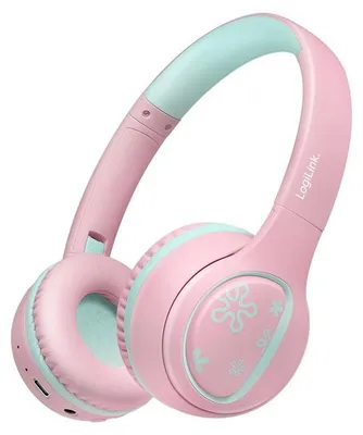 Imagen del producto de LogiLink BT0073P, auriculares inalámbricos Bluetooth 5.4 para niños, modelo MUSIC BUDDIES, color rosa