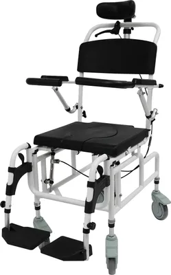 Obrázok produktu pre Sprchový invalidný vozík, nosnosť 100 kg, výškovo nastaviteľný, čierny