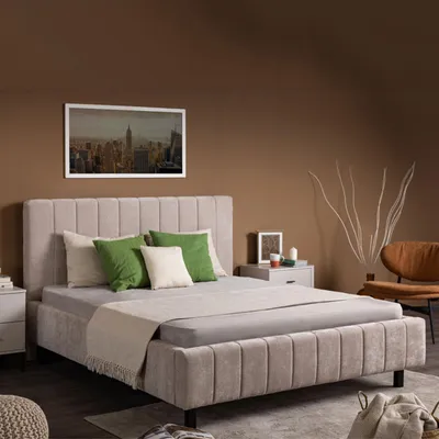 Image de Exmouth - Lit Double, Beige, Dimension Matelas 160x200 cm
