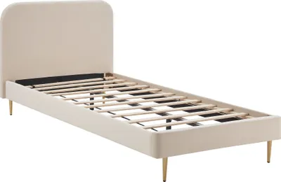 Produktbild von SalesFever Polsterbett mit Samtbezug | 90 x 200 cm | inklusive Lattenrost | B 101,5 x T 214,5 x H 91 cm | beige – goldfarben