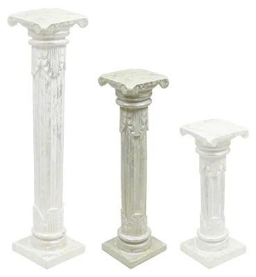 Produktbild von Säule Antike Blumensäule Dekosäule Ständer Sockel Podest Blumenständer Holz in vielen verschiedenen Designs , Säulen Variante Antik:Silberwash 80 cm