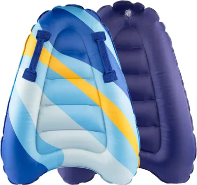 Imagen del producto de Tabla de bodyboard inflable para niños, con agarres, plegable, de 75x65x15 cm, tabla de surf para la piscina