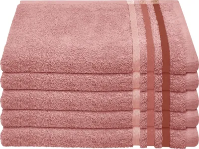 Produktbild von Schiesser Frottier Gästetuch Skyline Color im 5er Set | 100% Baumwolle aus nachhaltiger Produktion | saugstark, weich, farbecht | 30x50cm | Altrosa