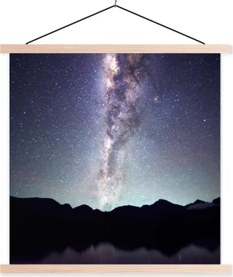 Produktbild von MuchoWow® Textilposter Universum - Galaxie - Sternenhimmel - Jungen - Mädchen - Kinder 40x40 cm mit holzfarbenen Rahmen - Posterleiste