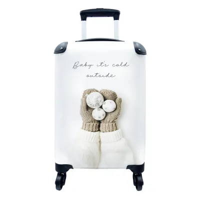 Produktbild von MuchoWow® Koffer Handgepäck Trolley Rollkoffer Kleine Reisekoffer mit 4 Rollen - Winter - Handschuhe - Weihnachtskugeln - Cabin Size < 55x40x23 cm & 55x40x20 cm - Fotokoffer - Kabinenkoffer - Boardgepäck - Reise-Box - Reisekoffer - Reisegepäck - Koffer mit Bild - Trolley für Kinder